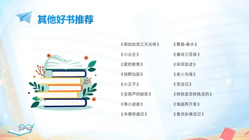蓝色卡通儿童读书不觉已春深4月23日世界读书日主题班会PPT