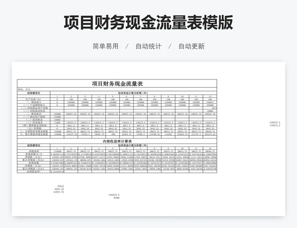 项目财务现金流量表模版