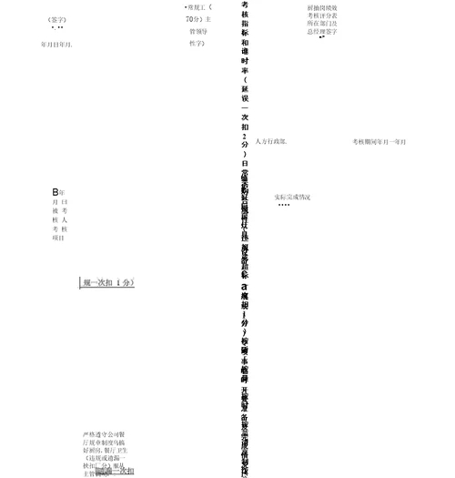 行政主管岗绩效考核评分表x