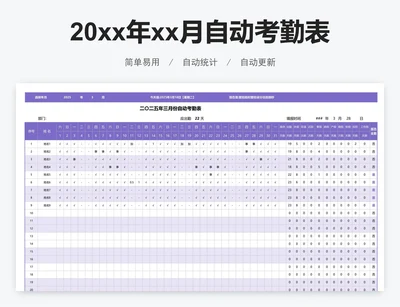 20xx年xx月自动考勤表