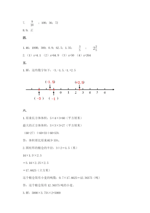 苏教版六年级数学小升初试卷及参考答案【轻巧夺冠】.docx