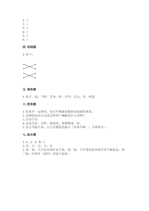 教科版一年级下册科学期末测试卷及参考答案（综合题）.docx
