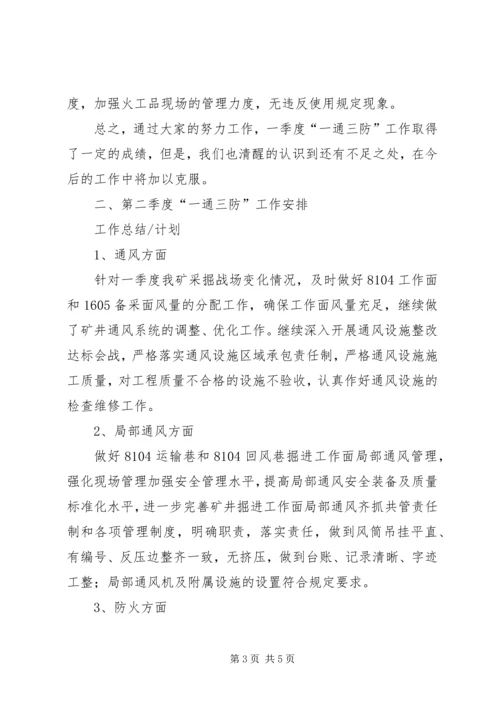 年一季度通风工作总结及计划 (4).docx