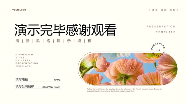 浅色极简清新总结汇报通用PPT演示模板