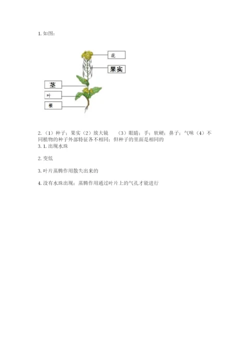 科学四年级下册第一单元植物的生长变化测试卷及答案【易错题】.docx