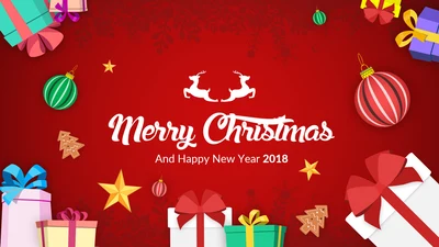 2018圣诞节日主题卡通圣诞PPT模板