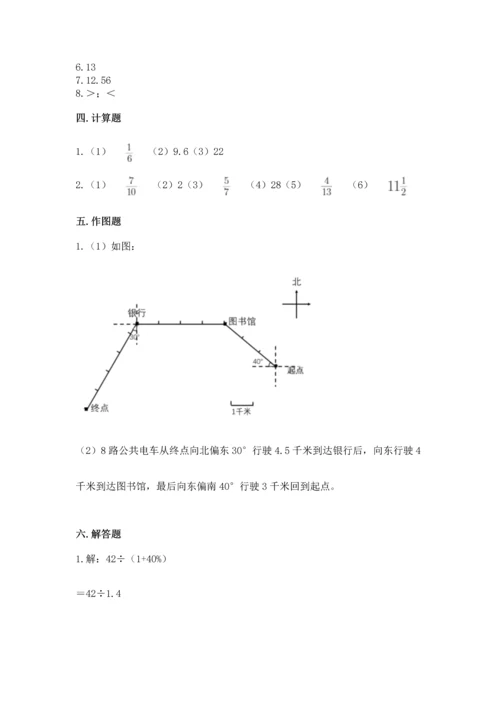 小学数学六年级上册期末测试卷带答案（黄金题型）.docx
