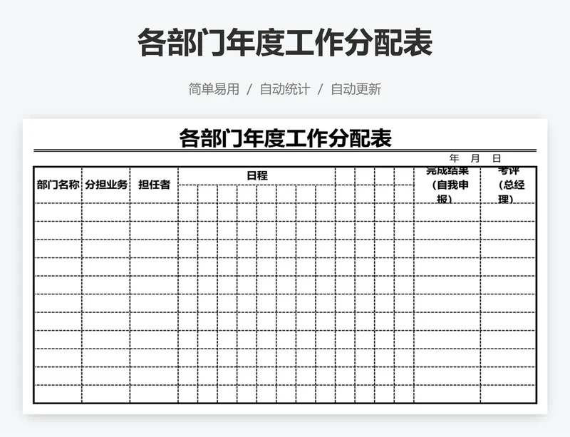 各部门年度工作分配表