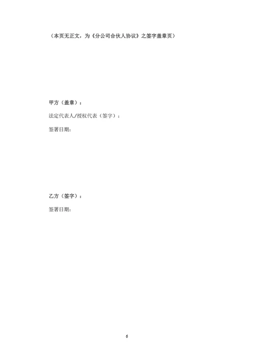 分公司合伙人协议