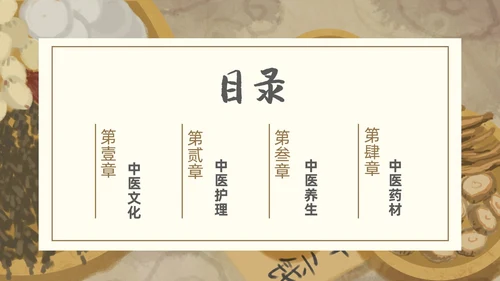 棕色褐色复古插画传统中医通用PPT模板