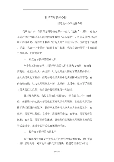 辅导青年教师经验总结