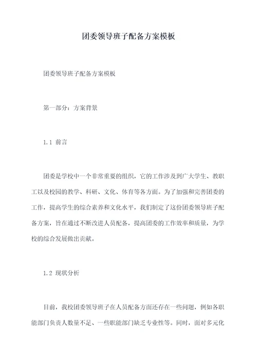 团委领导班子配备方案模板