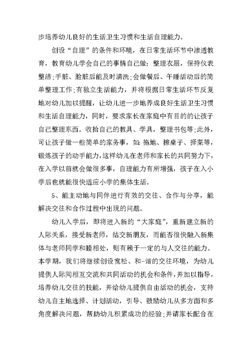 大班教师工作计划两篇