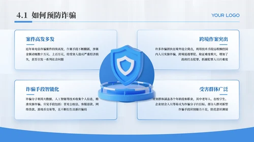 蓝色简约风反诈知识普及教育PPT模板