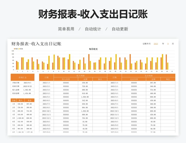 财务报表-收入支出日记账