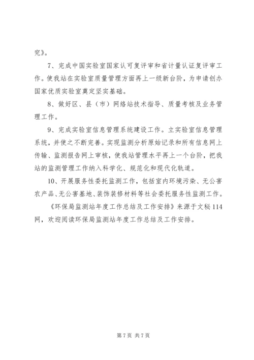 环保局监测站年度工作总结及工作安排 (2).docx