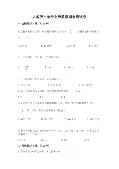 人教版六年级上册数学期末测试卷含完整答案【精品】.docx