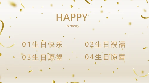 金色时尚生日快乐纪念册电子相册动态PPT模板