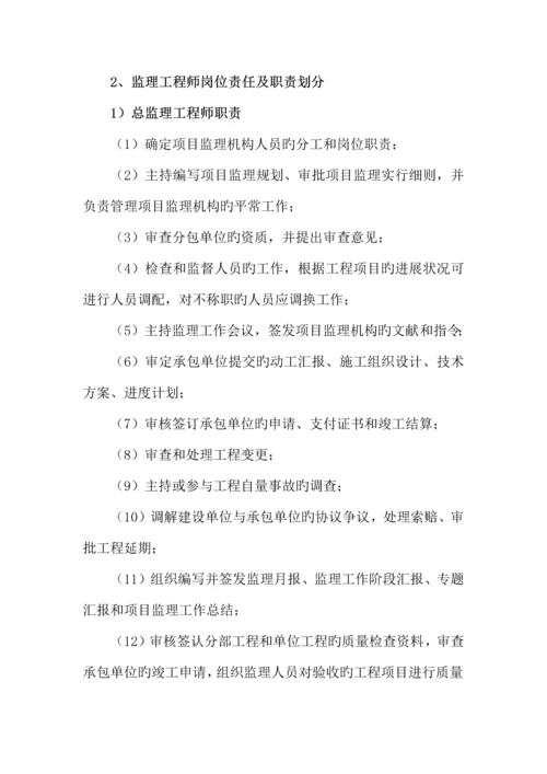 项目监理机构和监理岗位设置情况及职责划分.docx