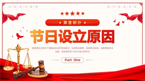 红色简约风国家宪法日法律知识培训学习活动PPT