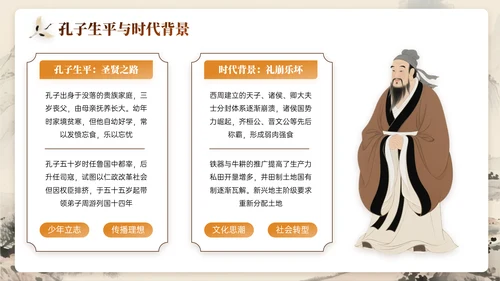 深棕色系关于孔子诞辰文化宣传主题PPT模板