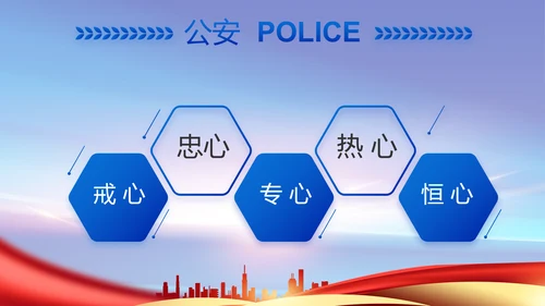 蓝色大气公安警察工作汇报动态PPT