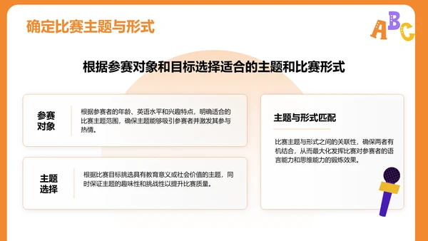 橙色插画英语演讲比赛流程设计PPT模板