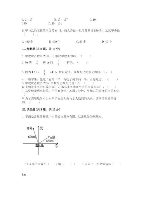 小学六年级上册数学期末测试卷及参考答案（典型题）.docx