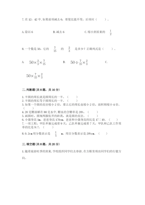 人教版六年级上册数学期末测试卷含答案解析.docx