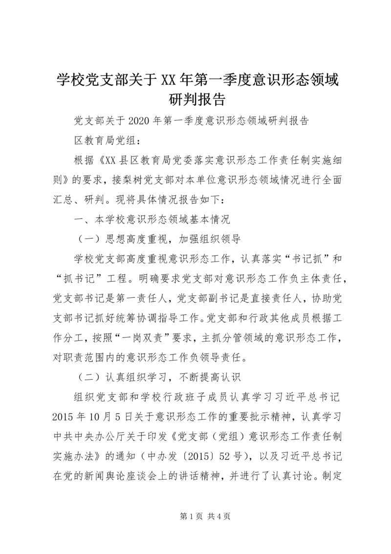 学校党支部关于XX年第一季度意识形态领域研判报告 (2).docx