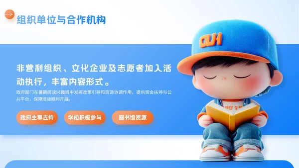 蓝橙色3D风暑期阅读兴趣班PPT模板