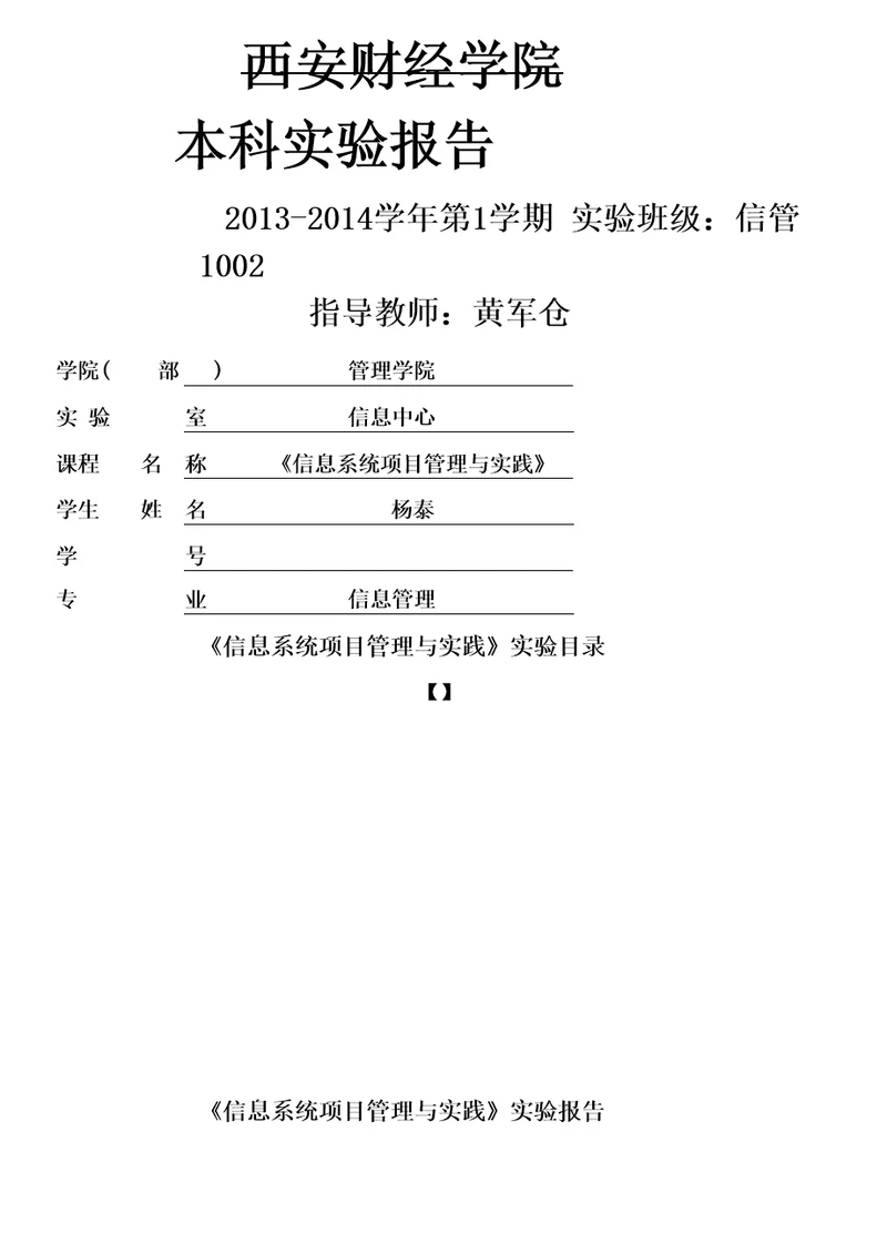 信息系统项目管理与实践实验