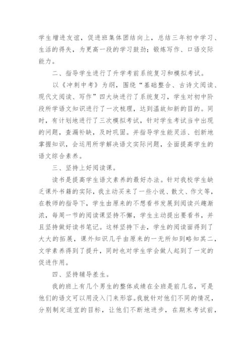 初中语文九年级下册语文教学工作总结.docx