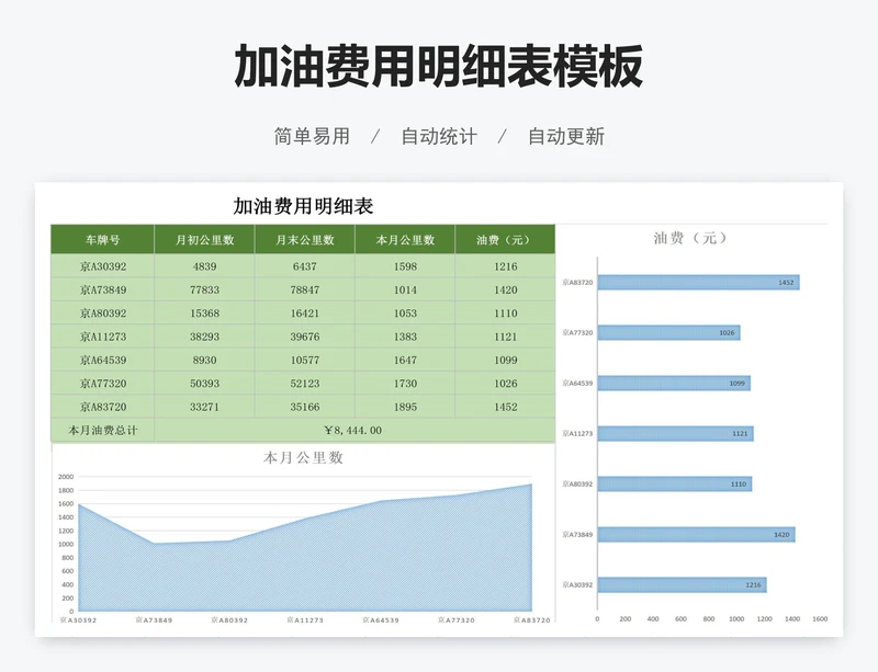 加油费用明细表模板