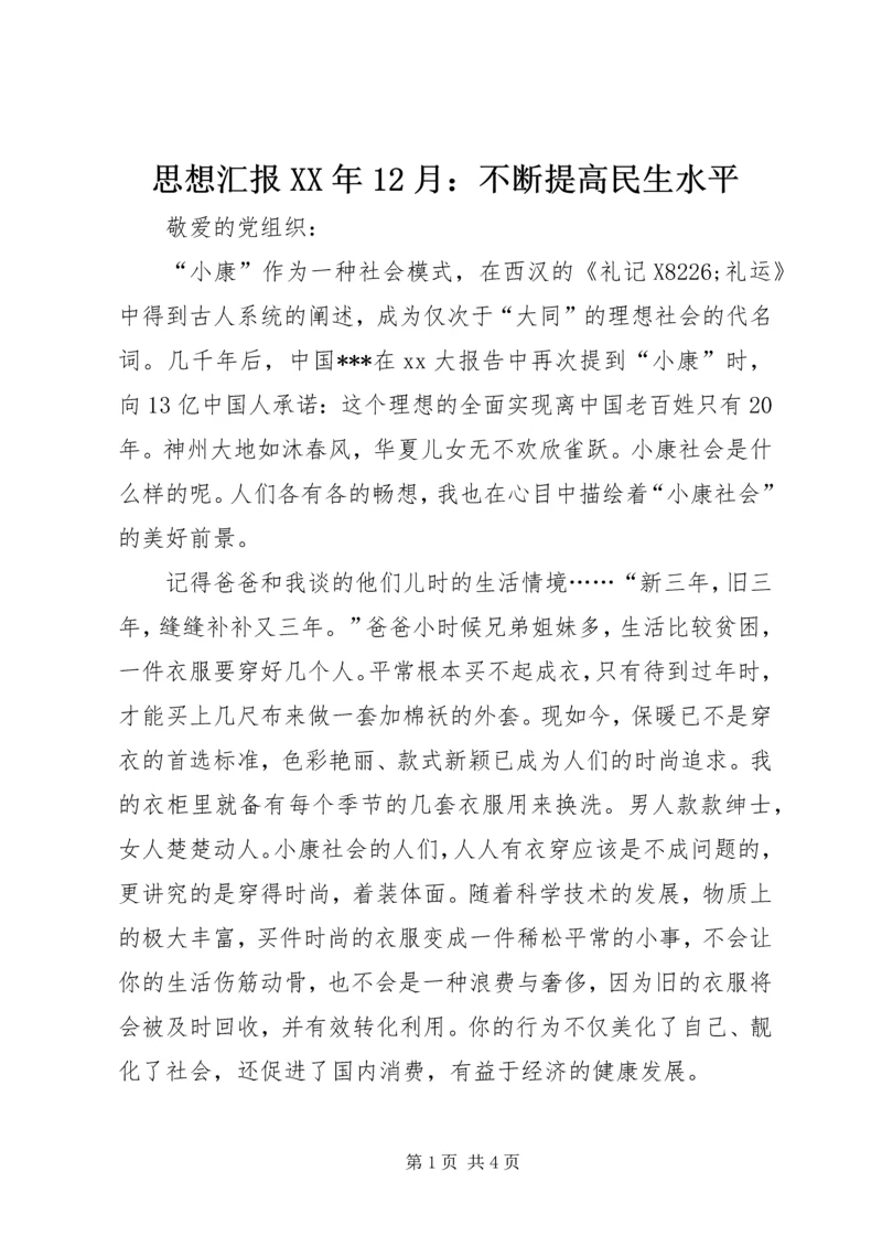 思想汇报XX年12月：不断提高民生水平.docx