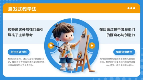 蓝色可爱卡通风暑期美术兴趣活动PPT模板