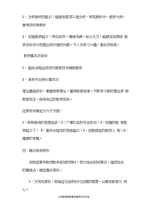 小学指导培养青年教师工作计划