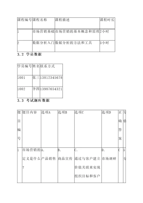 培训考试系统功能设计方案