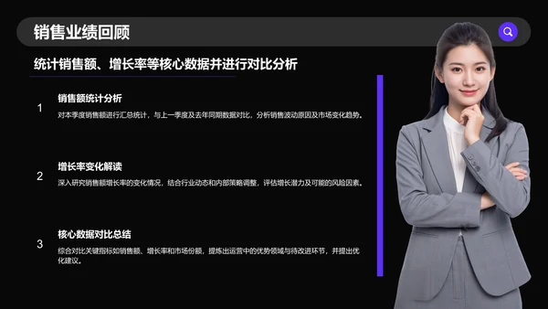 紫色商务风通用行业季度总结PPT模板
