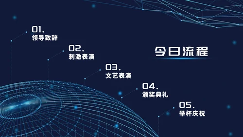 蓝色科技风年会ppt模板