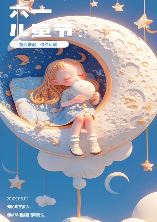 童心未泯依然可爱卡通六一节日海报