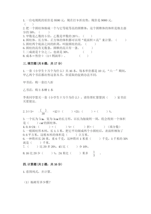 苏教版六年级下册数学期中测试卷1套.docx