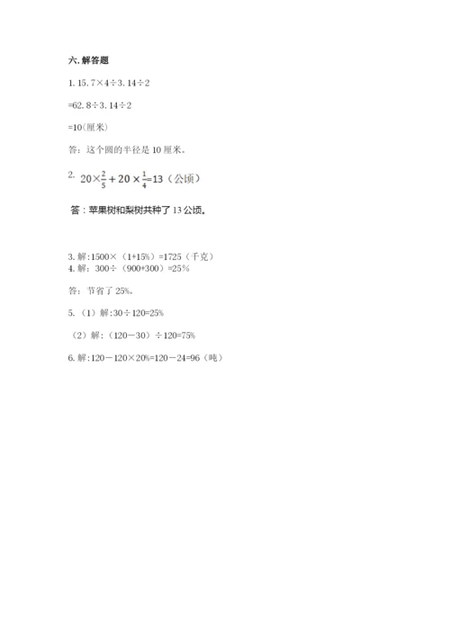 小学数学六年级上册期末测试卷附答案（名师推荐）.docx