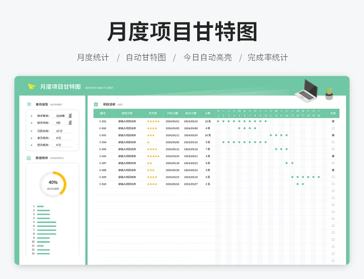 月度项目甘特图