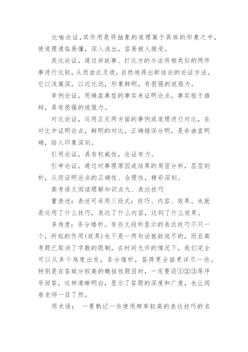 高考语文阅读理解知识点总结.docx