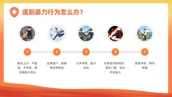 红色插画反恐宣传PPT课件公益宣传