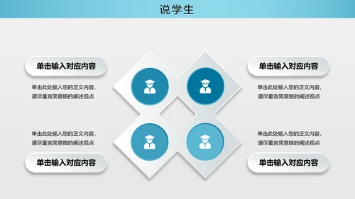 蓝色渐变简约清爽形状微粒体说课大赛教师说课PPT模板