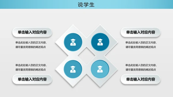蓝色渐变简约清爽形状微粒体说课大赛教师说课PPT模板
