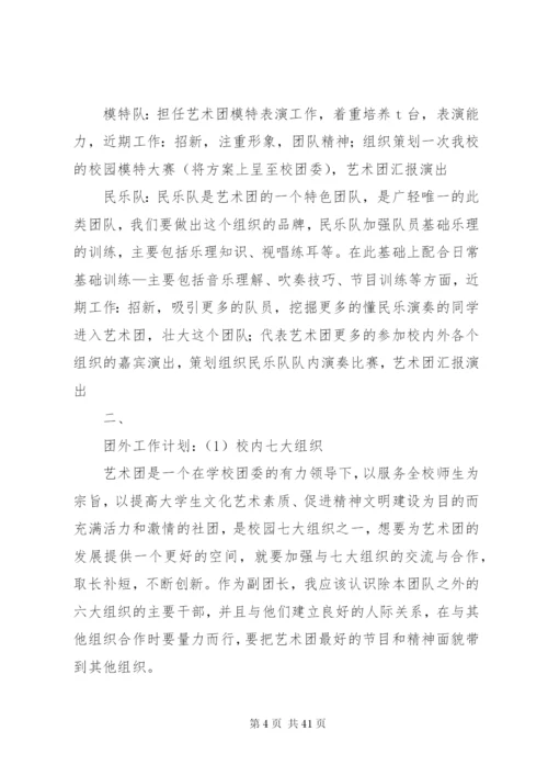 09届艺术团副团长工作计划书精编.docx