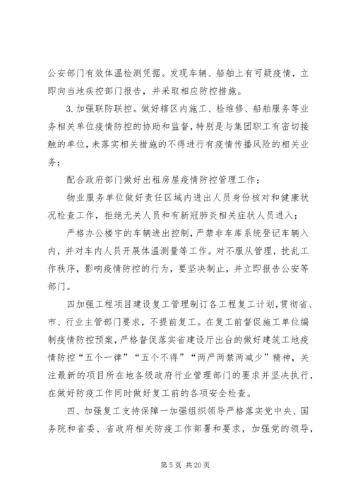 集团公司XX年新冠肺炎复工方案范文4篇复工复产工作方案范本.docx